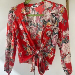 ROLLA'S Floral Tie-Front Blouse